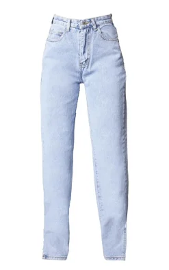 Petite Bleach Wash Split Hem Jeans