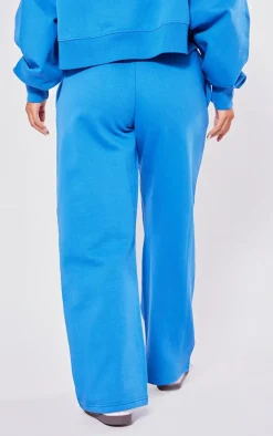 Petite Blue Premium Tonal Print Panelled Straight Leg Sweatpants