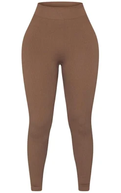 Petite Brown Hazel Structured Snatched Rib Leggings