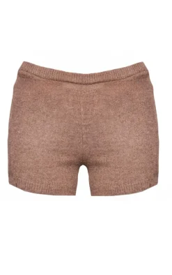 Petite Brown Knitted Low Rise Hotpants