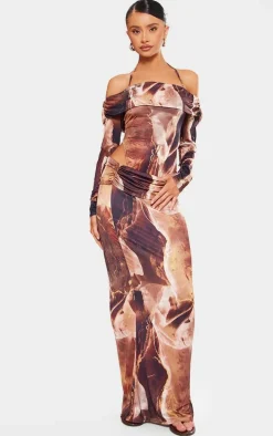 Petite Brown Slinky Bardot High Cut Bodysuit