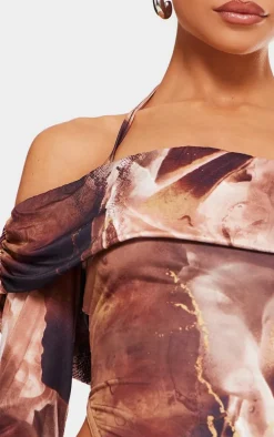 Petite Brown Slinky Bardot High Cut Bodysuit