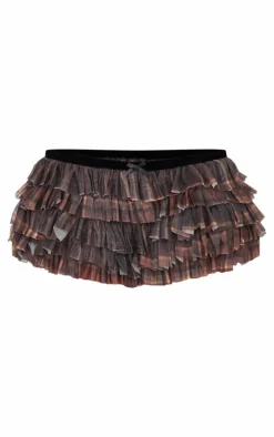 Petite Brown Tartan Low Rise Bloomer Shorts