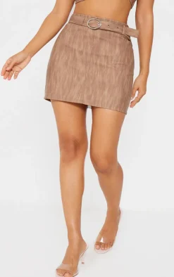 Petite Brown Woven Micro Mini Skirt