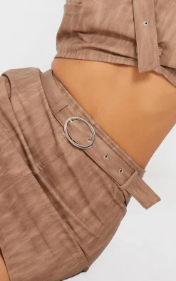 Petite Brown Woven Micro Mini Skirt