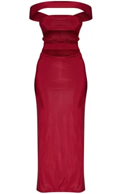 Petite Burgundy Bandeau Cut-Out Maxi Dress