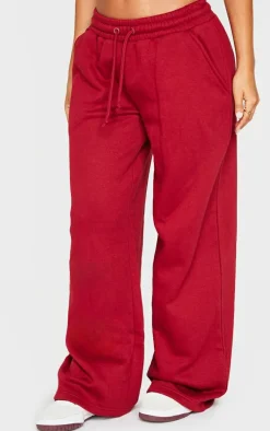 Petite Burgundy Low Waist Wide Leg Sweatpants