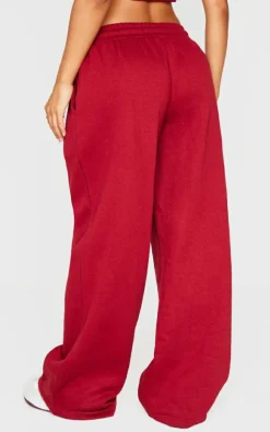 Petite Burgundy Low Waist Wide Leg Sweatpants