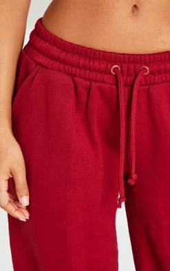 Petite Burgundy Low Waist Wide Leg Sweatpants