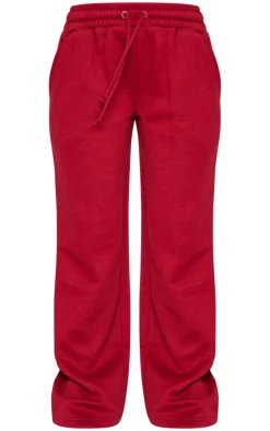 Petite Burgundy Low Waist Wide Leg Sweatpants