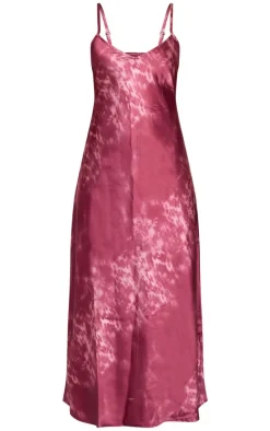 Petite Burgundy Satin Open Back Maxi Dress
