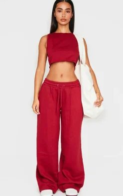 Petite Burgundy Sleeveless Raw Edge Tank Top