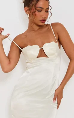 Petite Butter Yellow Satin Shell Cup Detail Maxi Dress