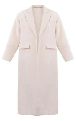 Petite Camel Brushed Wool Look Oversized Drop Shoulder Coat
