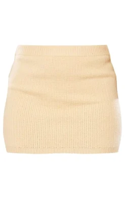 Petite Camel Knitted Mini Skirt