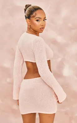 Petite Candy Pink Knitted Cut Out Mini Dress