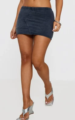 Petite Charcoal Acid Wash Micro Mini Skirt