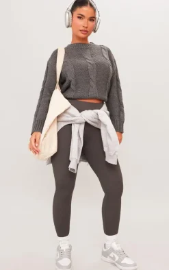 Petite Charcoal Cable Knitted Sweater