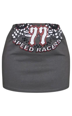 Petite Charcoal Graphic Mini Skirt
