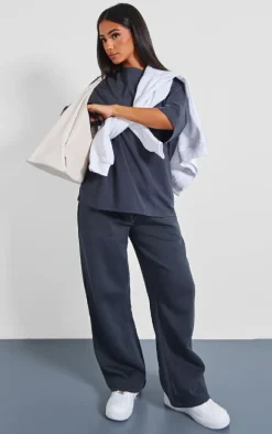 Petite Charcoal Oversized Wide Leg Sweatpants