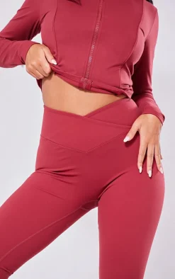 Petite Cherry Red Snatched Sculpt Wrap Over Leggings