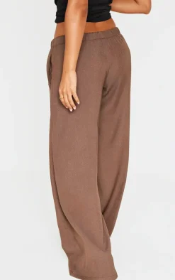 Petite Chocolate Premium Woven Drawstring Waistband Low Rise Pants