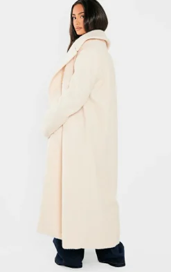 Petite Cream Borg Maxi Coat
