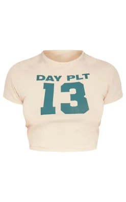 Petite Cream Cap Sleeve Number '13' Crop Top