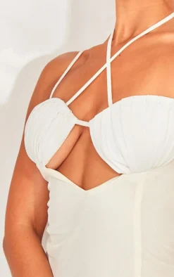 Petite Cream Chiffon Strappy Split Maxi Dress