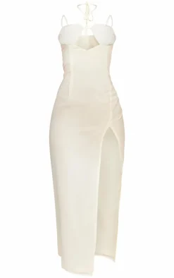 Petite Cream Chiffon Strappy Split Maxi Dress