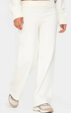 Petite Cream Contrast Detail Straight Leg Sweatpants