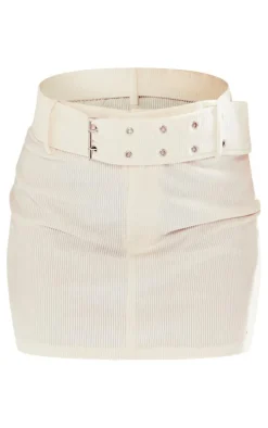 Petite Cream Corduroy Pocket Mini Skirt
