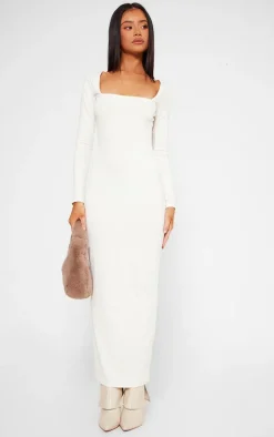 Petite Cream Cotton Square Neck Maxi Dress