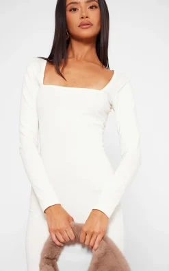 Petite Cream Cotton Square Neck Maxi Dress