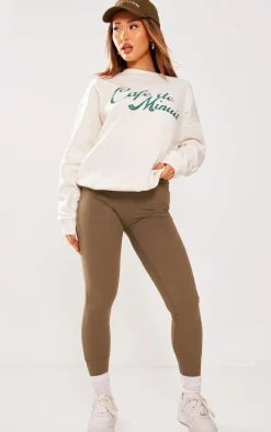 Petite Cream Graphic Oversized Sweatshirt