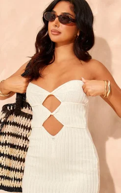 Petite Cream Knit Cut Out Maxi Dress