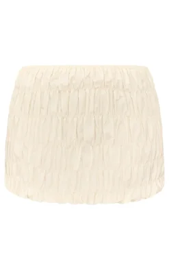Petite Cream Shirred Mini Skirt