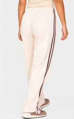 Petite Cream Stripe Detail Track Pants