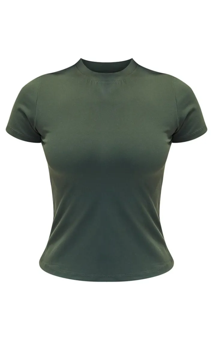 Petite Dark Green Snatched Sculpt Cap Sleeve Top