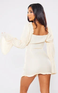 Petite Desert Sand Linen Cut Out Front Mini Dress