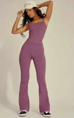 Petite Eggplant Core Collection Tab Snatched Sculpt Foldover Pant