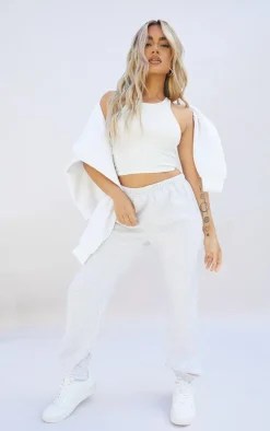 Petite Grey Basic Cuffed Hem Sweatpants