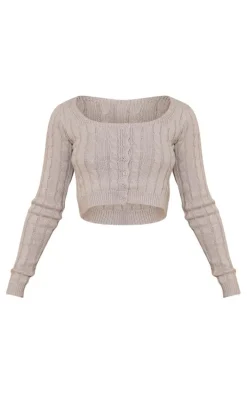 Petite Grey Button Up Cropped Cardigan