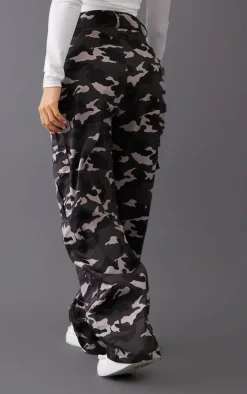 Petite Grey Camo Paint Splatter Cargo Pants