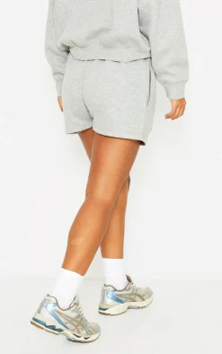 Petite Grey Embossed Detail Shorts