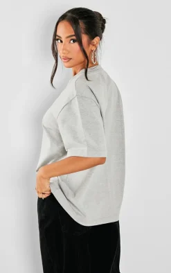 Petite Grey Marl Premium Cotton Oversized T-shirt