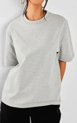 Petite Grey Marl Premium Cotton Oversized T-shirt