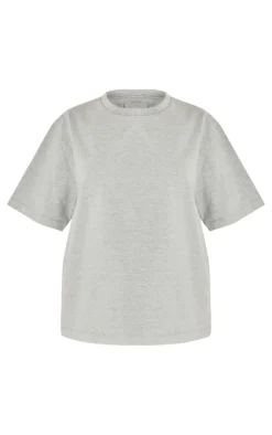 Petite Grey Marl Premium Cotton Oversized T-shirt