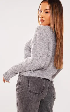 Petite Grey Marl Knitted Cardigan