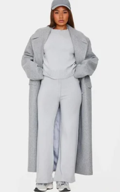 Petite Grey Marl Soft Knit High Neck Sleeveless Top